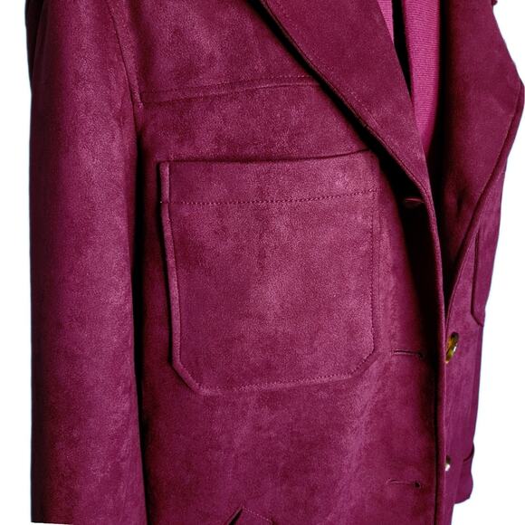 Avec Les Filles/Anthropology Racheal Suede Oversized Boxy Mulberry Red Jacket L - Picture 4 of 10